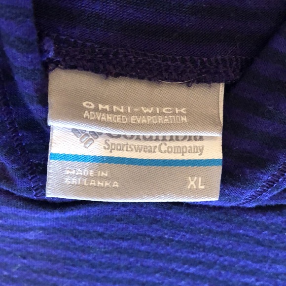 Columbia cozy hooded lightweight long sleeve top. Purple and black stripes. - Picture 4 of 6